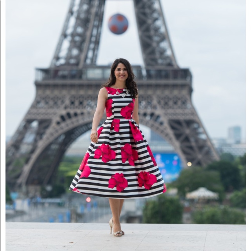 Stripe floral A Line dress